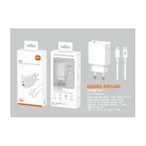 SIO SD03 CARGADOR COMPLETO PD20W QC3.0 CON CABLE C-C
