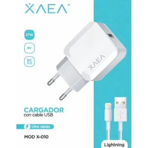 XAEA CARAGDOR USB-LIGHTNING 27W X-010 BLANCO