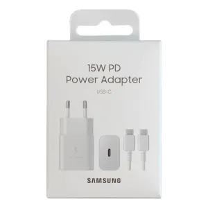 SAMSUNG CARGADOR Y CABLE 15W TIPO C - C BLANCO