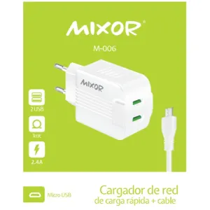 MIXOR CARGADOR MICRO USB 2,4A M006 BLANCO