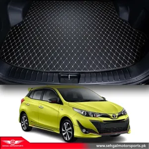 Toyota Yaris 7D Eco Trunk Mat Black With Beige Stitch Model 2020-2021