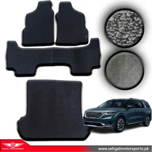Kia Grand Carnival Carpet Floor Mat Special Black/Gray 6Pcs Model 2018-2021