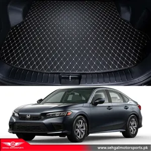 Honda Civic 7D ECO Trunk Mat Black With Beige Stitch Model 2022-2023