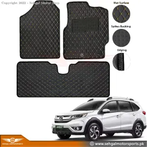 Honda BRV 7D ECO Floor Mat Black With Beige 5Pcs Model 2016-2021