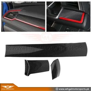Honda Civic Dashboard Trim Carbon Fiber (3Pcs) Model 2017-2021