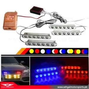 Police Flasher Red and Blue Without Remote 4 PCS (3 LED)