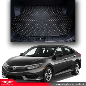 Honda Civic 7D Eco Trunk Mat Black With Beige Stitch Model 2016-2021