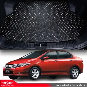 Honda City 7D Eco Trunk Mat Black With Beige Stitch Model 2009-2020