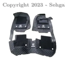 Honda Civic 10D Floor Mats Black With Black Grass 3 Pcs - Model 2022-2023