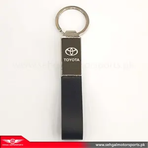 Toyota Logo Key Chain Leather Strip Black