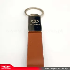 Toyota Logo Key Chain Leather Strip Brown