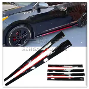 Universal Side Skirt Glossy Black Red Line Style