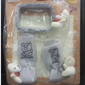 Bear Stuff Toy Covers For Car Interior 3 pcs ( Bhalu Set) Gray Fy-1771