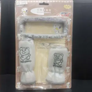 Bear Stuff Toy Covers For Car Interior 3 pcs ( Bhalu Set)| Without Bear Gray Fy-1772