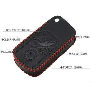 Honda Civic Leather Key Cover 3 Button with Key Chain Ring Black - Model 2011-2013