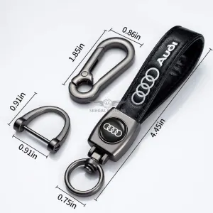 Audi Leather Strip Keychain With Logo Black