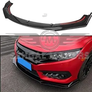 Honda Civic Front Lip splitter Glossy Black Model 2017-2021 (3 Pcs)