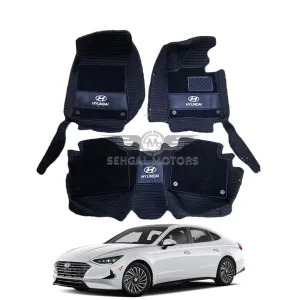 Hyundai Sonata 10D Floor Mats Black With Black Grass 3 Pcs - Model 2021-2022