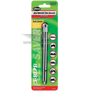 Slime Tyre / Tire Pressure Guage With Nozzle Caps 2007-A  5-50 psi