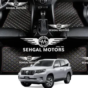Toyota Prado FJ150 7D Floor Mat Black with Black 4 Row Model 2009-2018