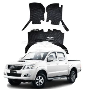 Toyota Hilux Vigo 7d ECO Floor Mats Black With Black Stitch Model 2005