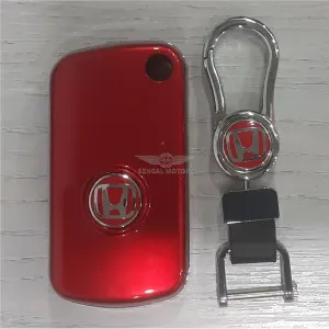 Honda Civic Plastic Key Cover With Key Chain - RED | Silver Box | Model 2012-2016