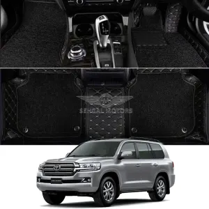 Toyota Land Cruiser 9D Floor Mat Black With Beige Grass 4 Pcs Model 2015-2018