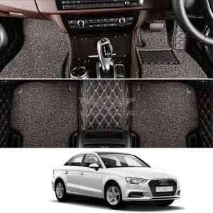 Audi A3 9D Floor Mat Black With Gray, Brown with brown 3pcs Model 2012-2018