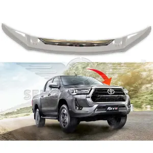 Toyota Hilux Revo Bonnet Guard White With Chrome (Thailand) - Model 2016-2021