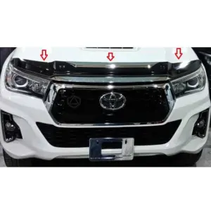Toyota Hilux Revo Bonnet Guard Black With Chrome (Thailand) - Model 2016-2021