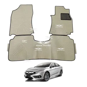Honda Civic Rubber Floor Mat Beige - Model 2016-2021 Custom Fit