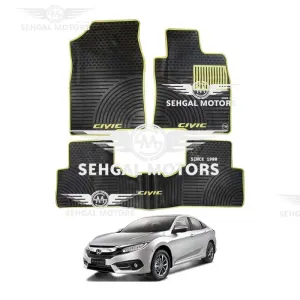 Honda Civic Silicone Floor Mat 2016 Smoke with Beige border 3pcs Model 2012 - 2016