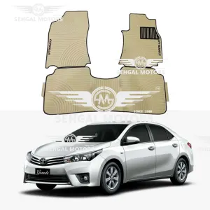 Toyota Corolla Rubber Floor Mat beige with black border 3pcs Model 2017 - 2021