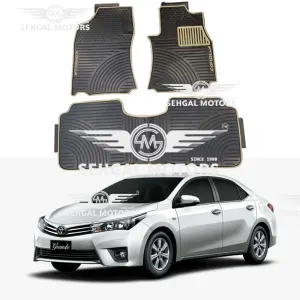 Toyota Corolla Rubber Floor Mat Smoke With Beige Border 3pcs Model 2017 - 2021