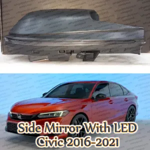 Honda Civic Side Mirror Cover With LED Black- Model 2016-2021