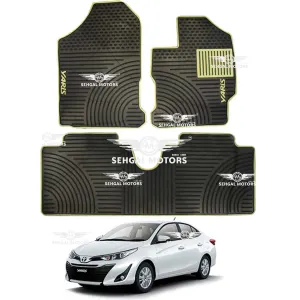 Toyota Yaris Rubber Floor Mat Smoke with Beige Border 3pcs Model 2020 - 2021
