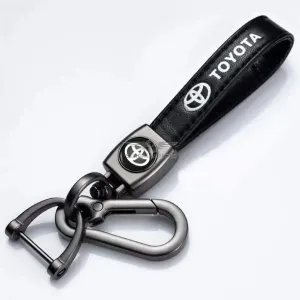 Toyota Leather Strip Keychain With Logo Black