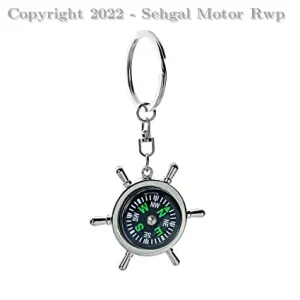 Key Chain Compass in Ship Wheel Chrome