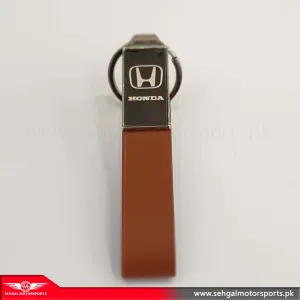 Honda Logo Key Chain Leather Strip Brown
