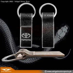 Metal Keychain Snake Skin Leather