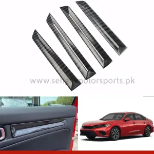 Honda Civic Inner Door Handle Trim Carbon Fiber Set Model 2022-2023