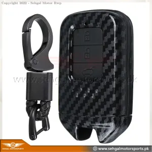 Honda Civic Carbon Fiber TPU Plastic Key Cover With Keychain - Model 2022-2023