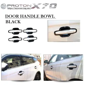 Proton X70 Door Handle Bowl Protector (4pcs Set) Steel Black Model 2020-2022