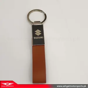 Suzuki Logo Key Chain Leather Strip Brown