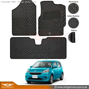 Toyota Passo 7D Eco Floor Mat Black with Beige Stitch Model 2010-2016