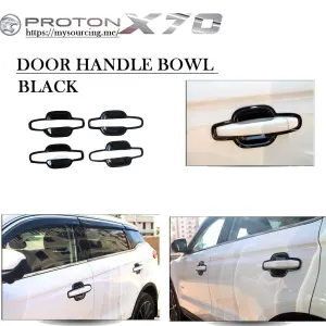 Proton X70 Door Handle Bowl Protector (4pcs Set) Steel Black Model 2020-2022