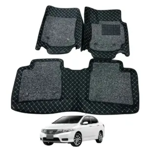 Honda City 9D Floor Mat Black with Gray Grass 3pcs Model 2018-2021