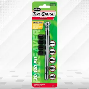 Slime Tyre / Tire Pressure Guage With Nozzle Caps 2005-A 20-120 psi