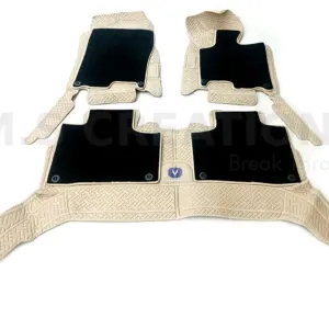 Oshan X7 9D Floor Mat With Carpet - 5 Seats Beige Black (45806)