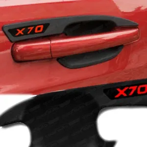 Proton X70 Door Handle Bowl Protector (4pcs Set) Black Red Fiber  Model 2020-2022